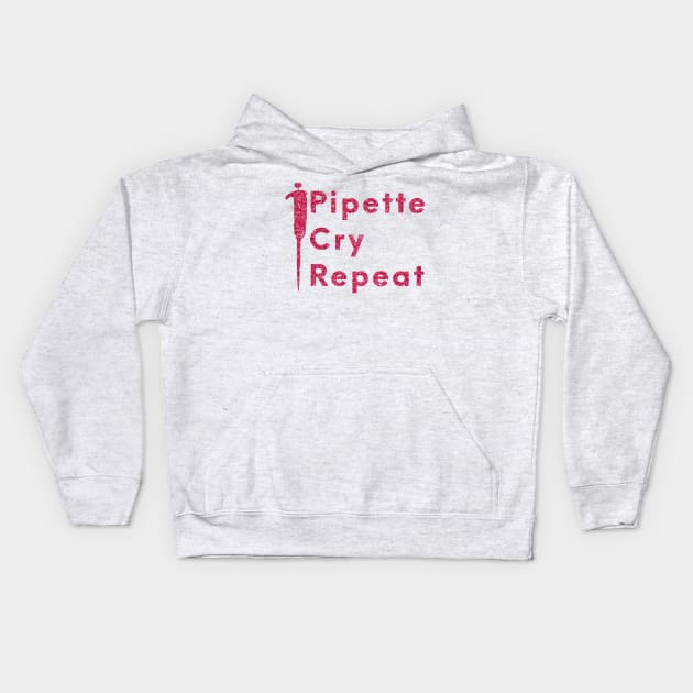 Pipette Cry Repeat PCR Kids Hoodie by labstud